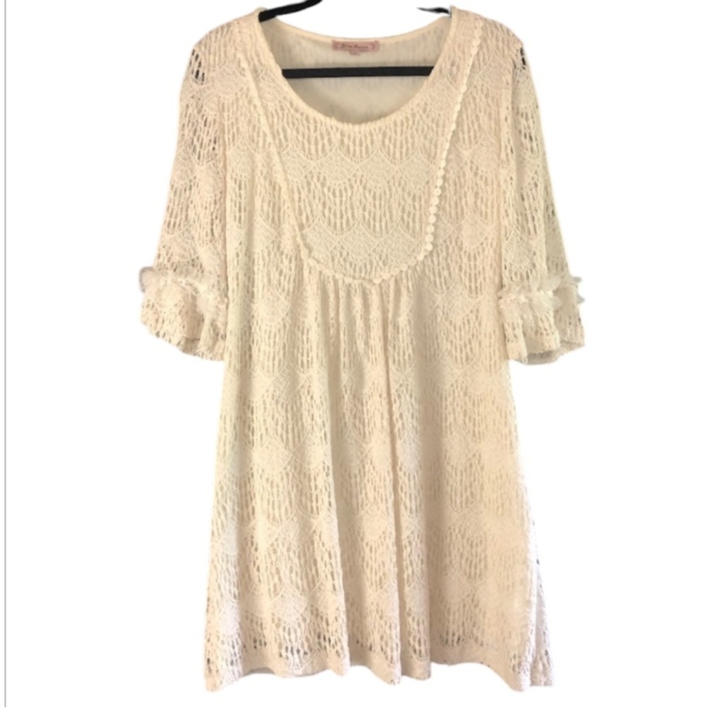 Cottagecore ruffle lace dress L